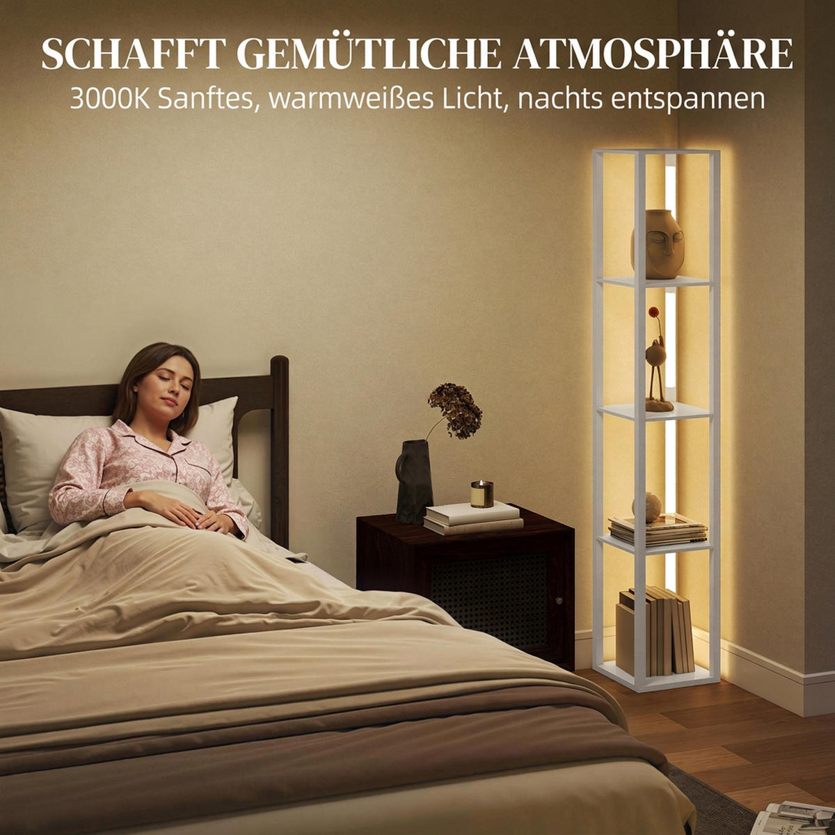 STEHLAMPE MDF Kunststoff Weiß - Weiß, Holzwerkstoff (29/29/163cm) - HOMCOM