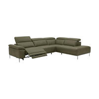 ECKSOFA Fiesta Echtleder mit 1 x Relaxfunktion Olivgrün - Olivgrün, Leder/Metall (282/220cm)