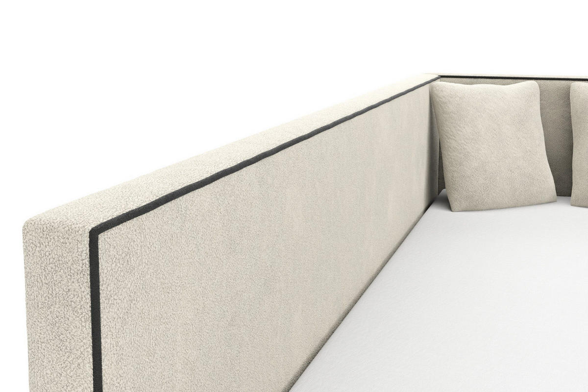 BOXBETT GINA 90/200 in Boucle Dunkelblau H4 - Dunkelblau, Holz/Holzwerkstoff (90/200cm) - Deine Möbel 24