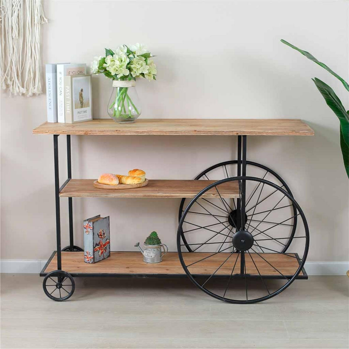 KONSOLENTISCH aus Metall und Holz, schwarz, 120x42x78cm - Schwarz, Holz (80/122/44cm) - Wanderlust