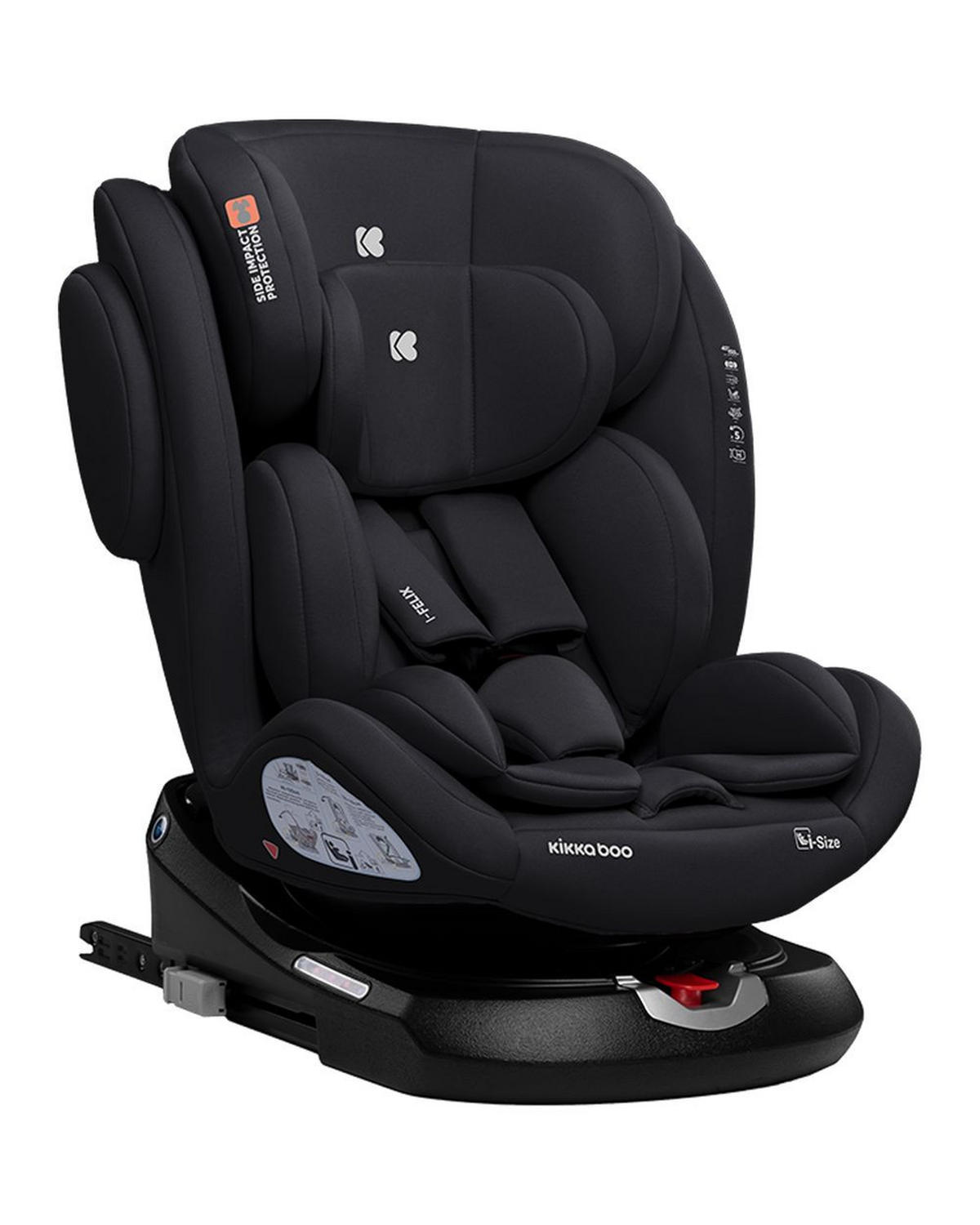 KINDERSITZ i-Felix i-Size schwarz (40-150cm) Isofix Top Tether 360 Grad Drehung - Schwarz, Kunststoff (48/59/48cm) - Kikka boo