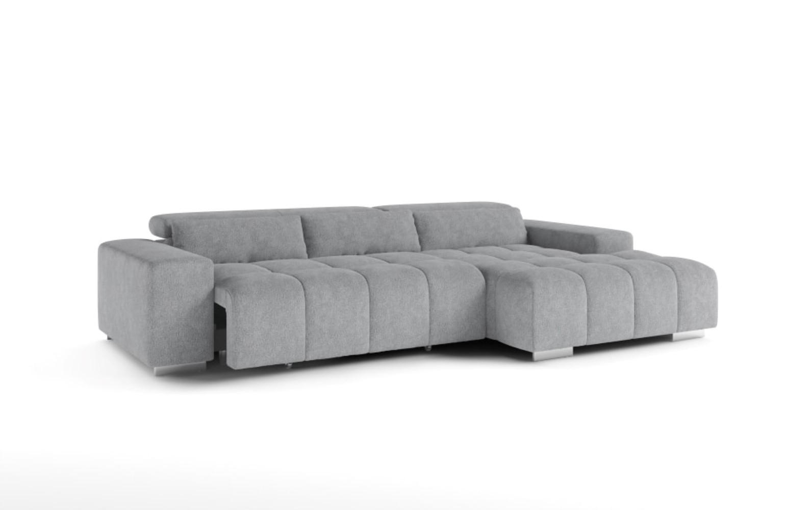 ECKSOFA mit elektronischem Sitzvorschub und verstellbaren Kopflehnen - Chromfarben/Grau, Textil (186/307cm) - Cotta