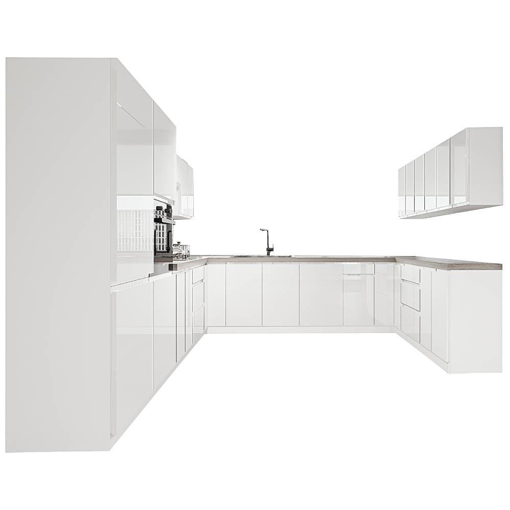 WINKELKÜCHE 320 cm x 320 cm x 200 cm- Aspen KA20-M320 - in Weiß/Hochglanz - Weiß Hochglanz, Holz (840/212/58cm)