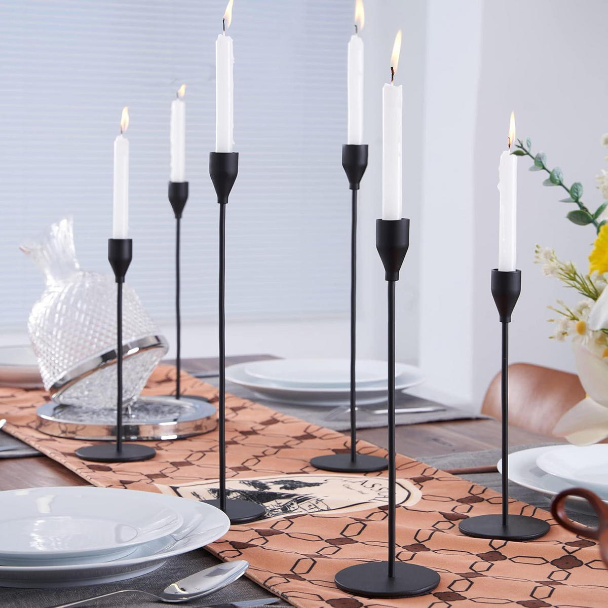 KERZENSTÄNDER 3-teiliges Set Schwarz - Schwarz, Metall (2/20/5cm)
