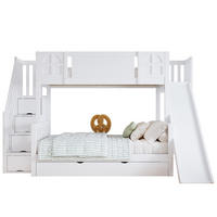 ETAGENBETT 90/120x200 cm mit Rutsche, Stauraumtreppe und Fensterdesign, Weiß - Weiß, Holzwerkstoff (90/200cm) - Redom