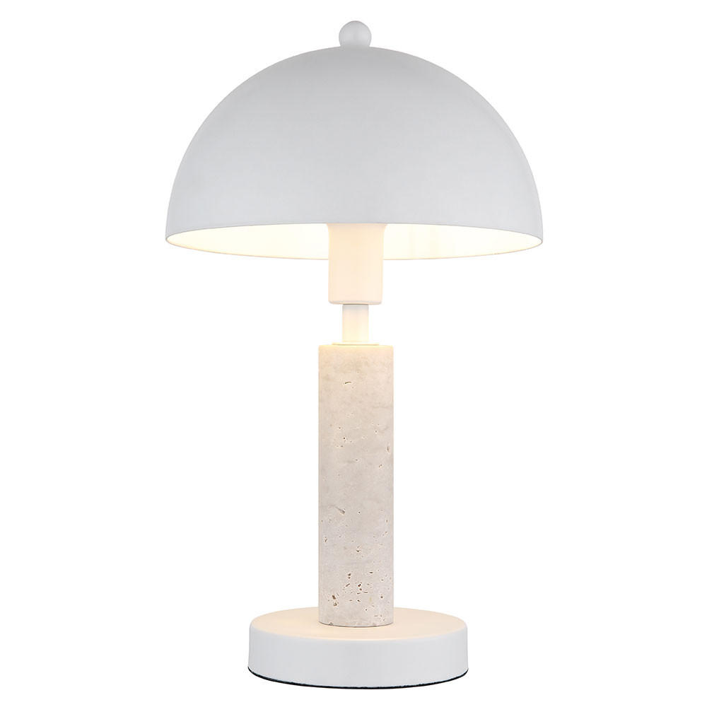 TISCHLEUCHTE Janie Weiß Travertin Stein - Weiß, Metall (20/20/34cm) - Globo Lighting