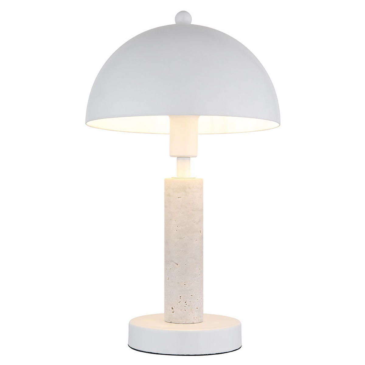 TISCHLEUCHTE Janie Weiß Travertin Stein - Weiß, Metall (20/20/34cm) - Globo Lighting