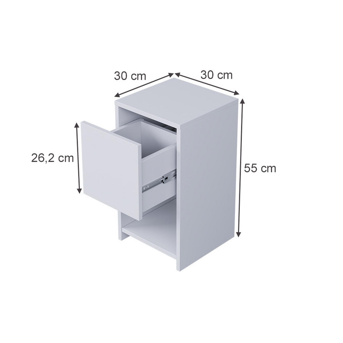 NACHTTISCH Evo Weiß 2er Set - Weiß, Holzwerkstoff (30/55/30cm) - Vicco