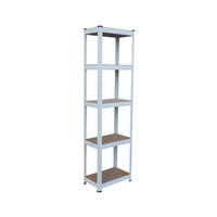 STALAK bijela smeđa čelik 5-polica - bijela, drvni materijal/metal (50/180/30cm) - Relaxdays