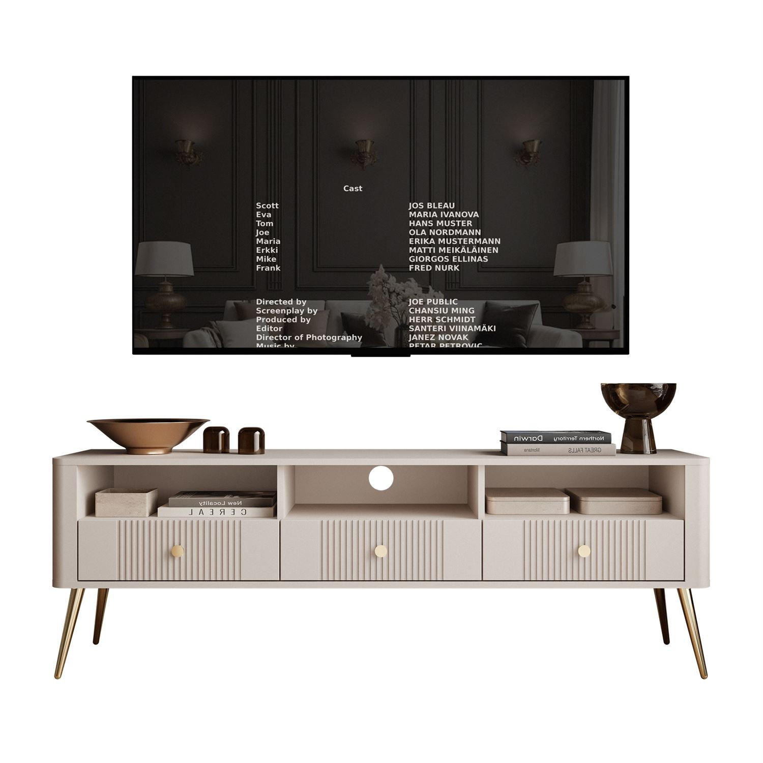 TV-LOWBOARD ELYSIA KASCHMIR mit Schubladen - Kaschmir, Holzwerkstoff (165/55/39cm) - Lookway