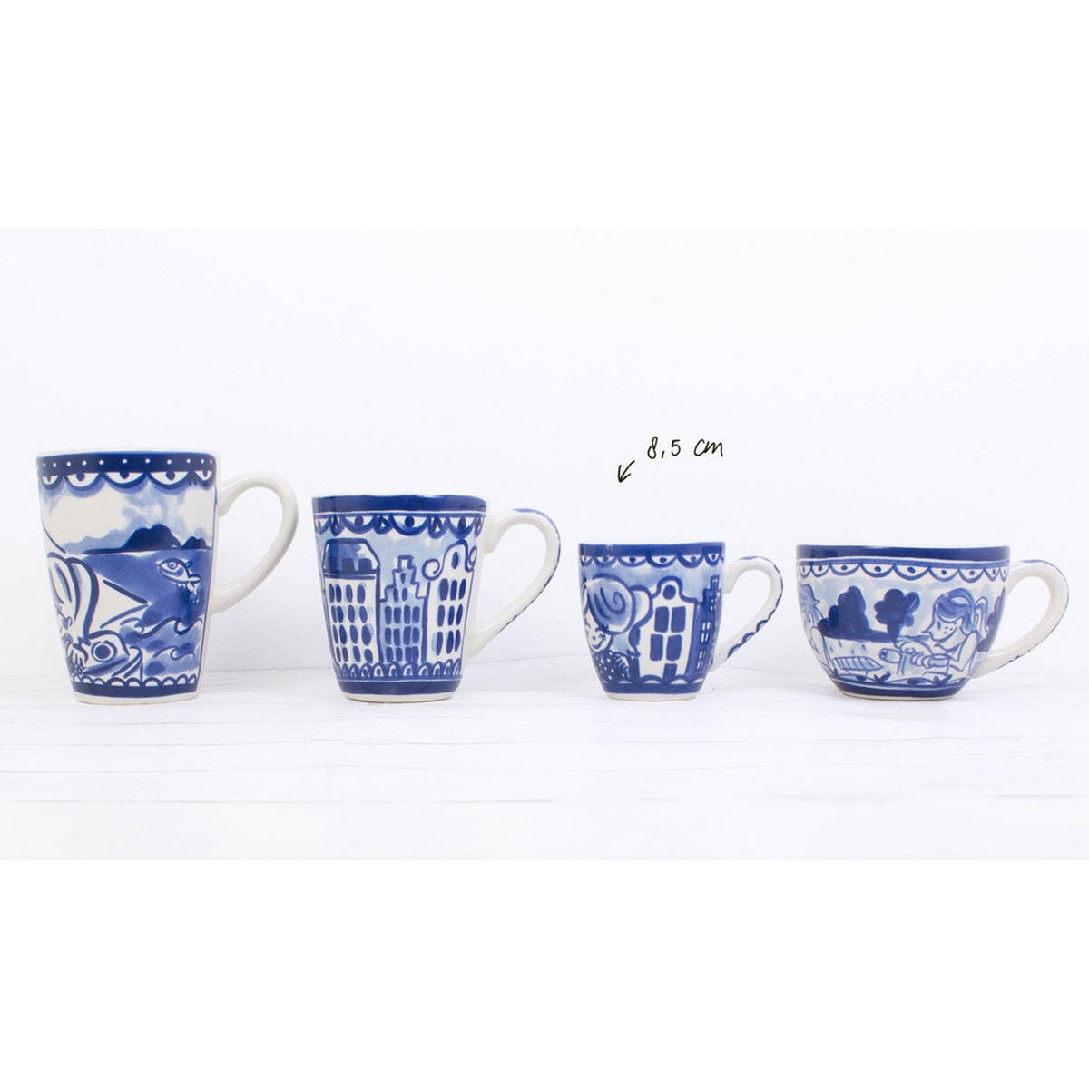 MINI-BECHER Küssend in Blau - 200 ml - Multicolor, Keramik (0.2L) - Blond Amsterdam