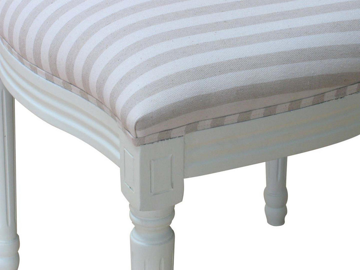 STUHL 2er-Set antikweiss, Stoff beige gestreift - Weiß, Holz/Textil (50/93/47cm) - ebuy24