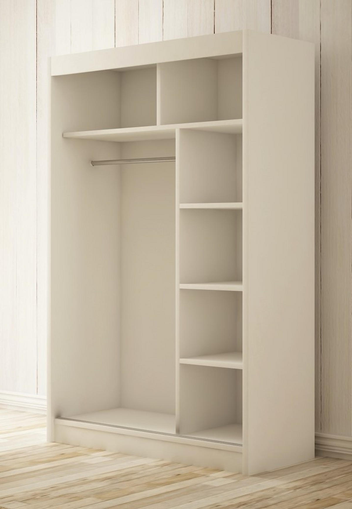 SCHWEBETÜRENSCHRANK Saturn 120 cm 2-türig, weiß - Weiß, Kunststoff (120/215/61cm) - Margaret Hadas24