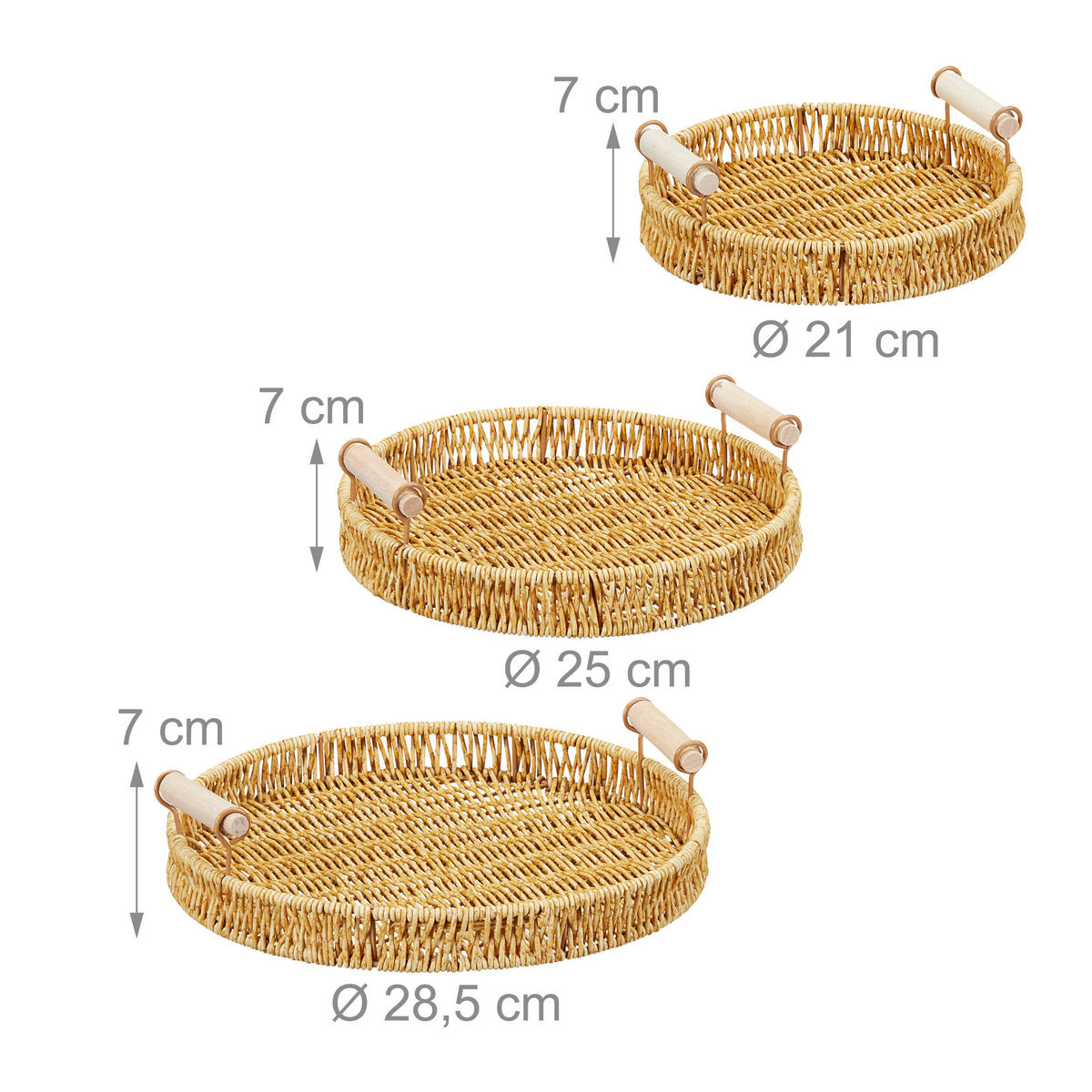 3XSERVIERTABLETT - Hellbraun, Textil/Metall (28.5/7/28.5cm) - Relaxdays