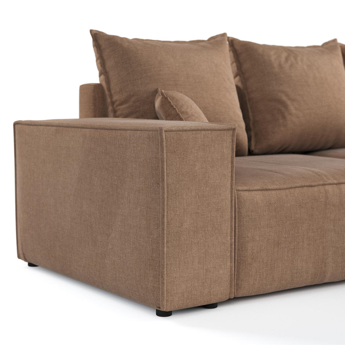 ECKSOFA SENSO mit Schlaffunktion Braun im Wind Stoff - Schwarz/Braun, Holz/Holzwerkstoff (255/148cm) - AltaBeds