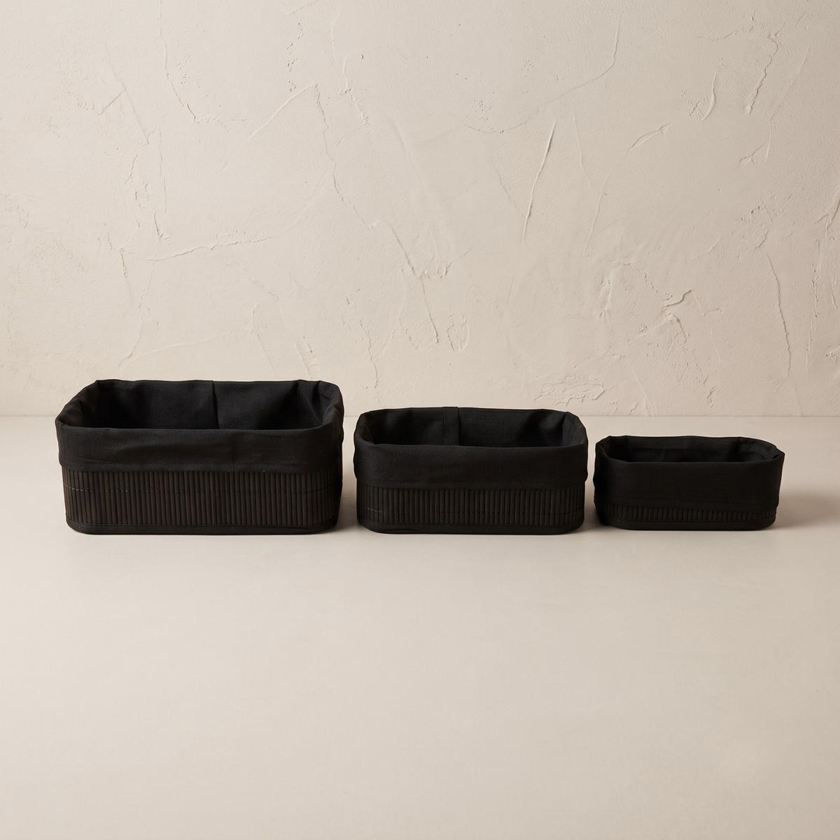 KORB 3er-Set 30/20/13 cm - Schwarz, Naturmaterialen (20/12/30cm) - BOXIMO