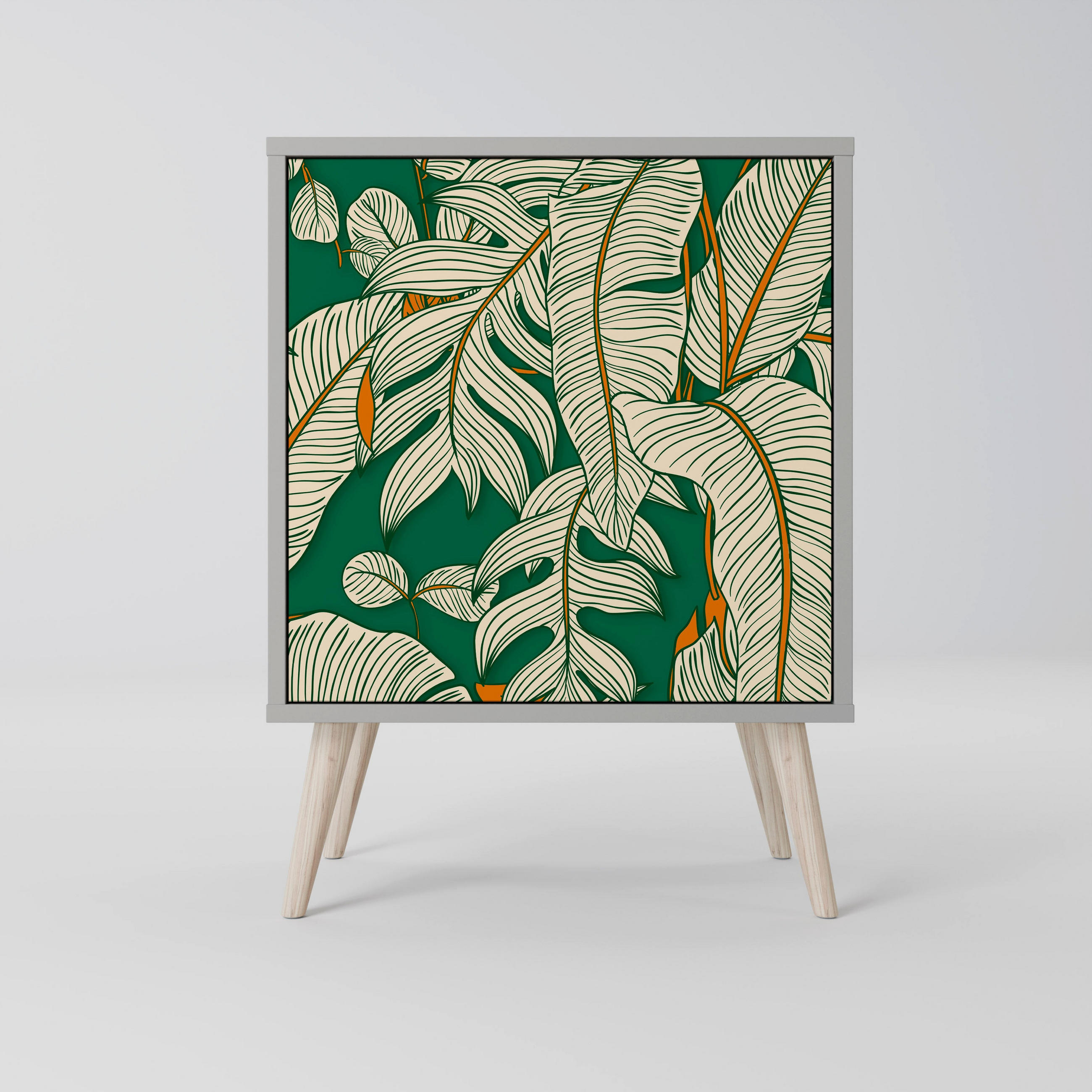 SIDEBOARD VERDANT PLEASURES, Grau, 57,5x42x77,5 cm, Schräge Buchenholzfüße - Buchefarben/Multicolor, Holzwerkstoff/Buchenholz (57.5/77.5/42cm) - SpaceRebels
