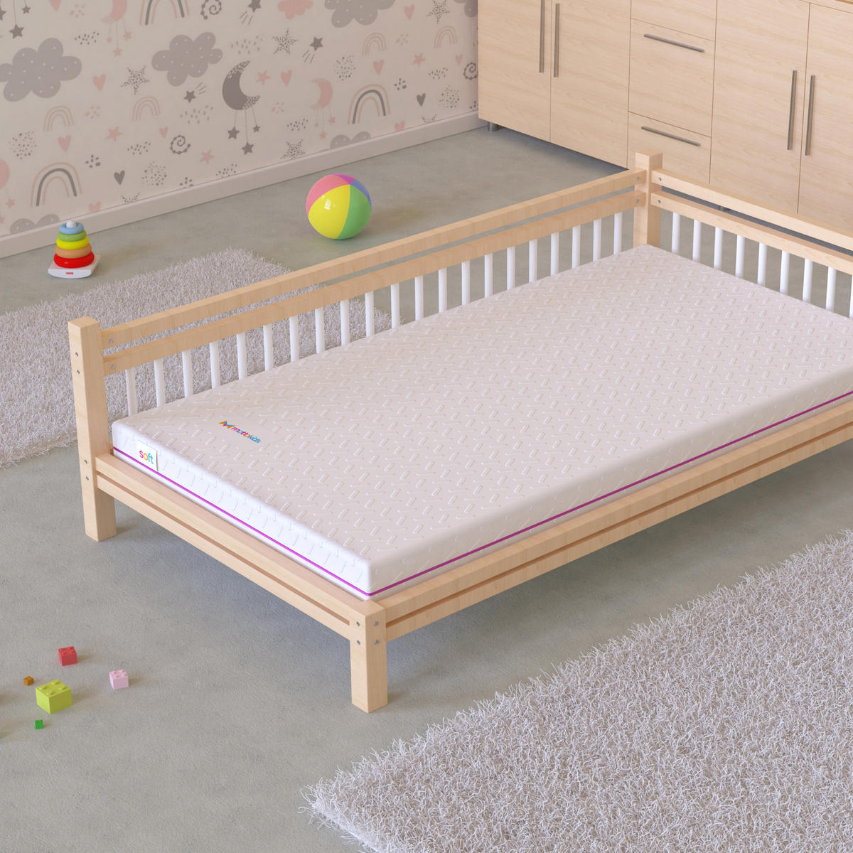 SPIELTEPPICH & Kindermatratze 2in1 Spiel und Schlafmatte Mädchen - Multicolor/Rosa, Textil (130/140cm) - Gowoll