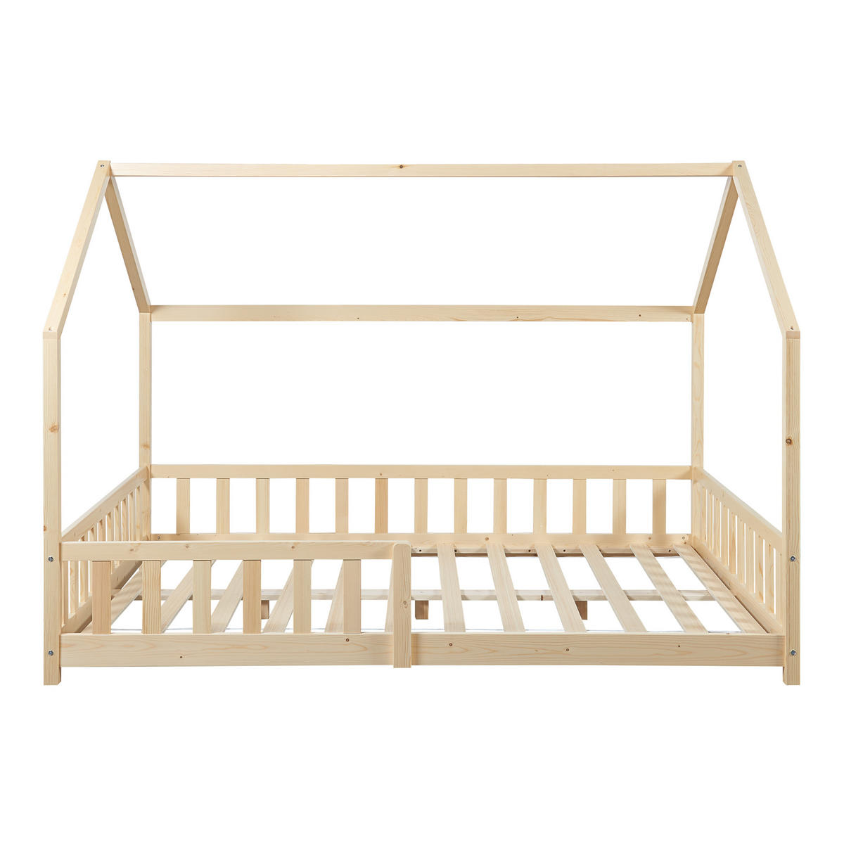 HAUSBETT Hesel mit Matratze - Naturfarben, Holz/Textil (120/200cm) - [en.casa]