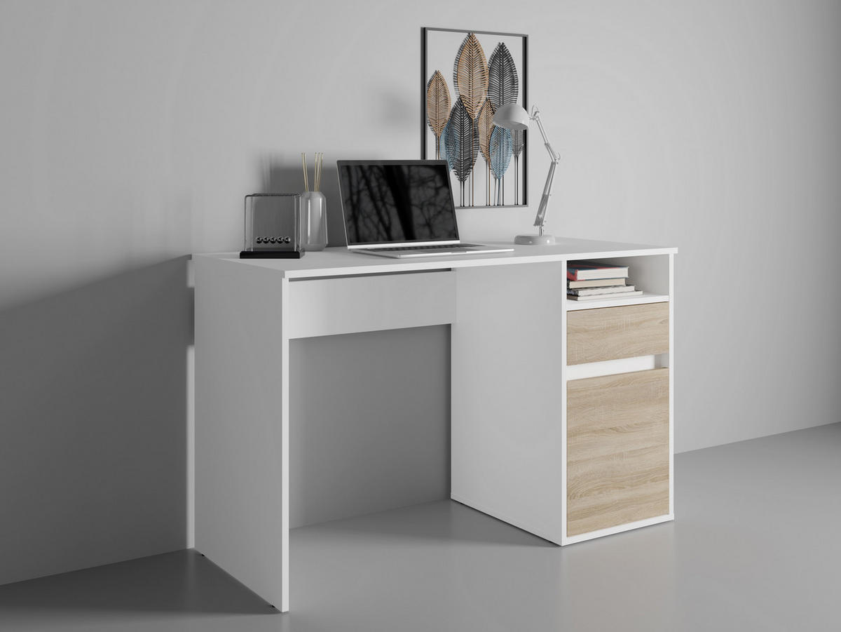 SCHREIBTISCH REGIS 120x53x75,5 cm Bürotisch Computertisch, Weiß - Weiß, Holzwerkstoff (53/120/75.5cm) - MASSENO