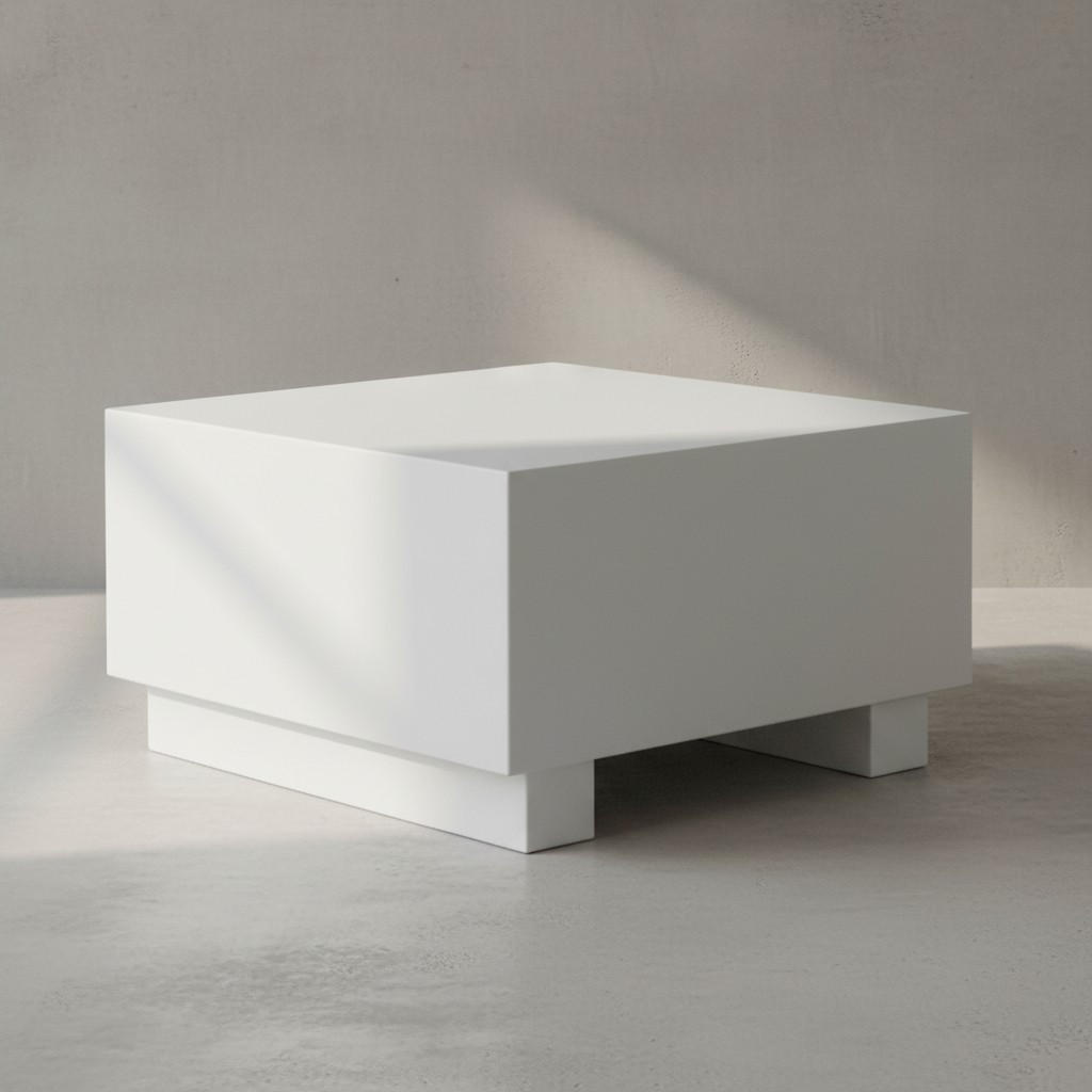 COUCHTISCH in Würfelform, Weiß Hochglanz, 60x60x35 cm, modernes Design - Weiß, Holzwerkstoff (60/60/35cm) - KADIMA DESIGN