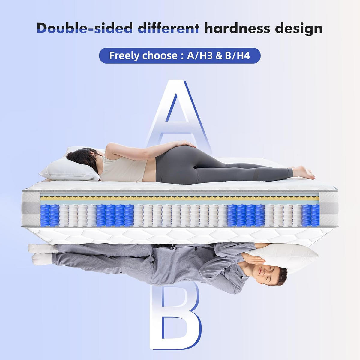 TASCHENFEDERKERNMATRATZE Höhe 25 cm 180×200cm - Weiß, Textil (180/200cm) - HOMAVO