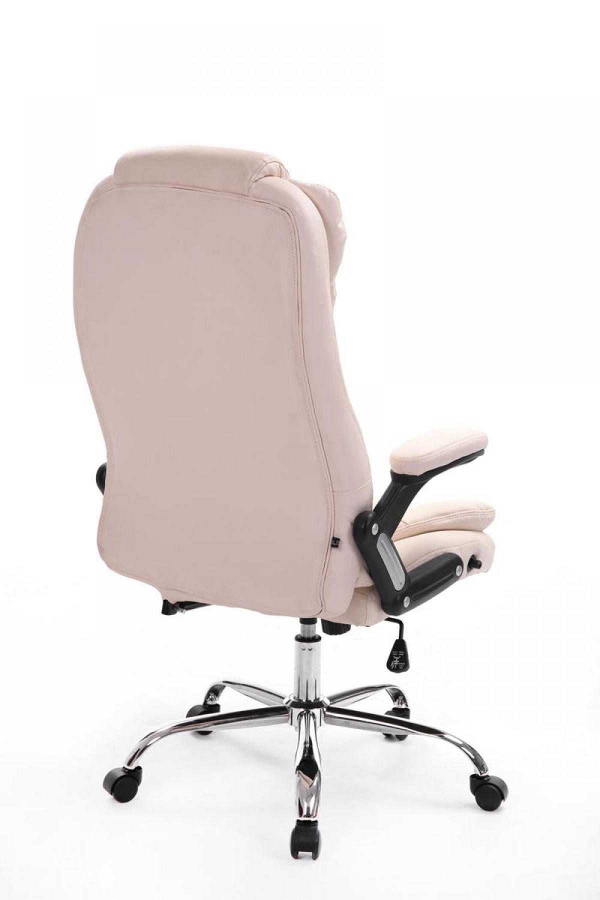 CHEFSESSEL Lederlook creme - Chromfarben/Creme, Textil/Metall (69.5/113/78cm) - CLP
