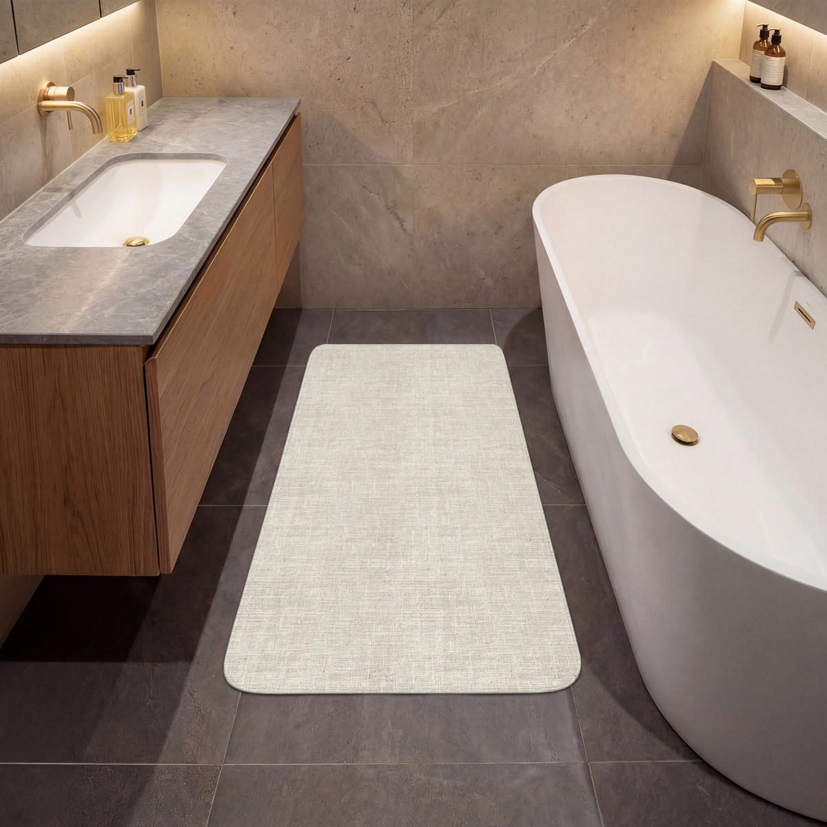 KOUPELNOVÁ PŘEDLOŽKA Povlečení - Textura - Béžová 60x120 cm - béžová, textil/plast (60/120cm) - OnlyWow