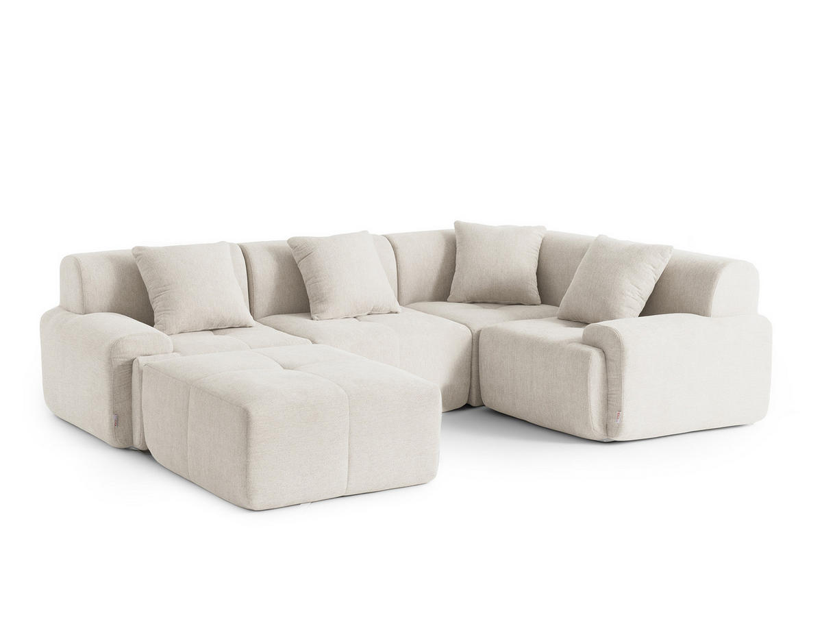 ECKSOFA Chenille Elfenbeinweiß - Creme, Textil (260/190cm) - MILYsofa