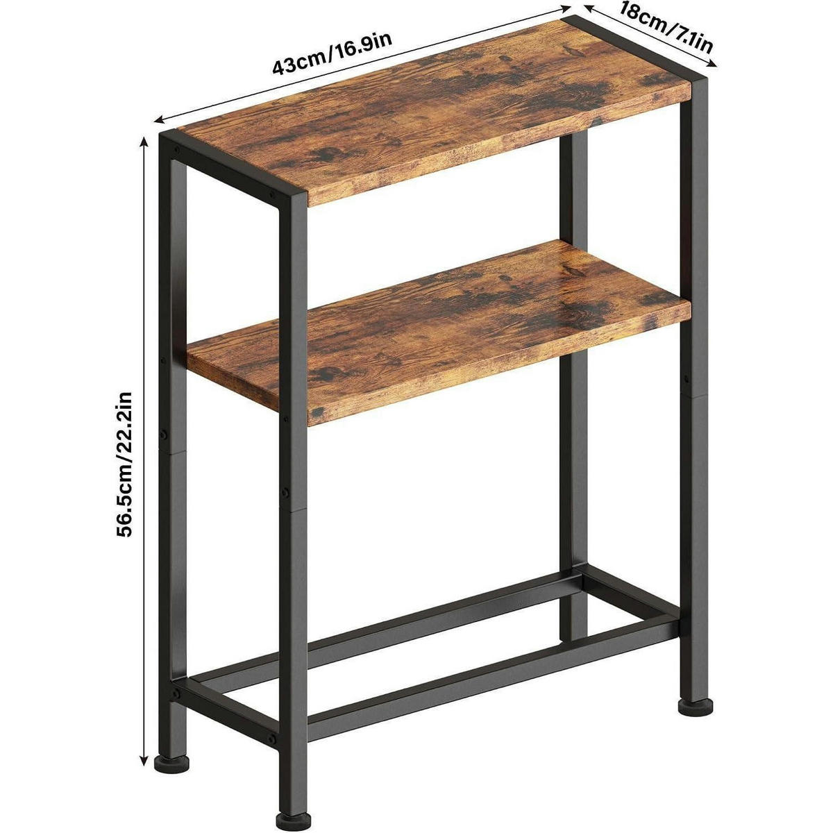 BEISTELLTISCH mit 3 Ablagen Vintagebraun 43 x 56,5 cm - Braun, Holzwerkstoff (18/43/56.5cm)