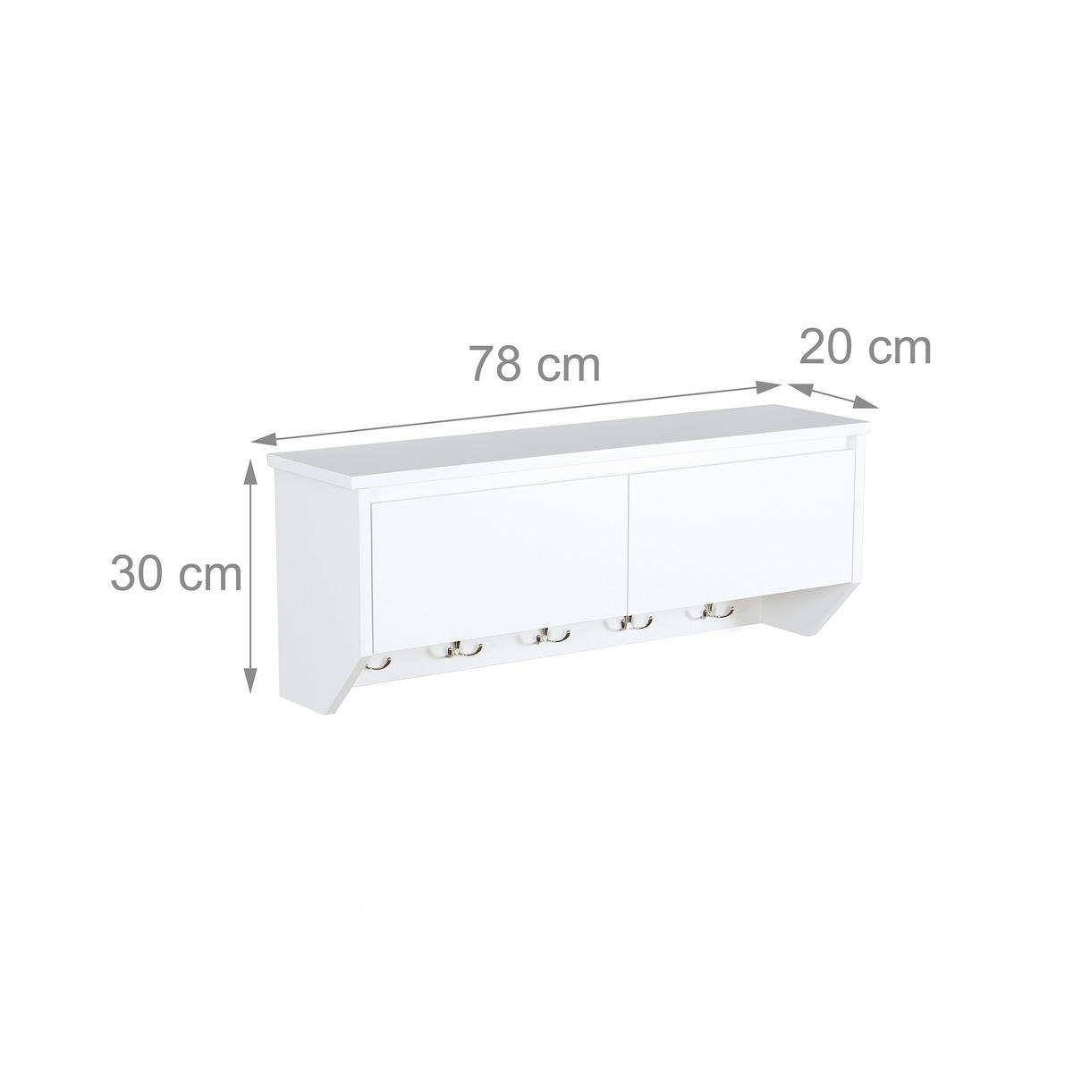WANDGARDEROBE Weiß 5 Haken MDF - Weiß, Holzwerkstoff/Metall (78/30/20cm) - Relaxdays