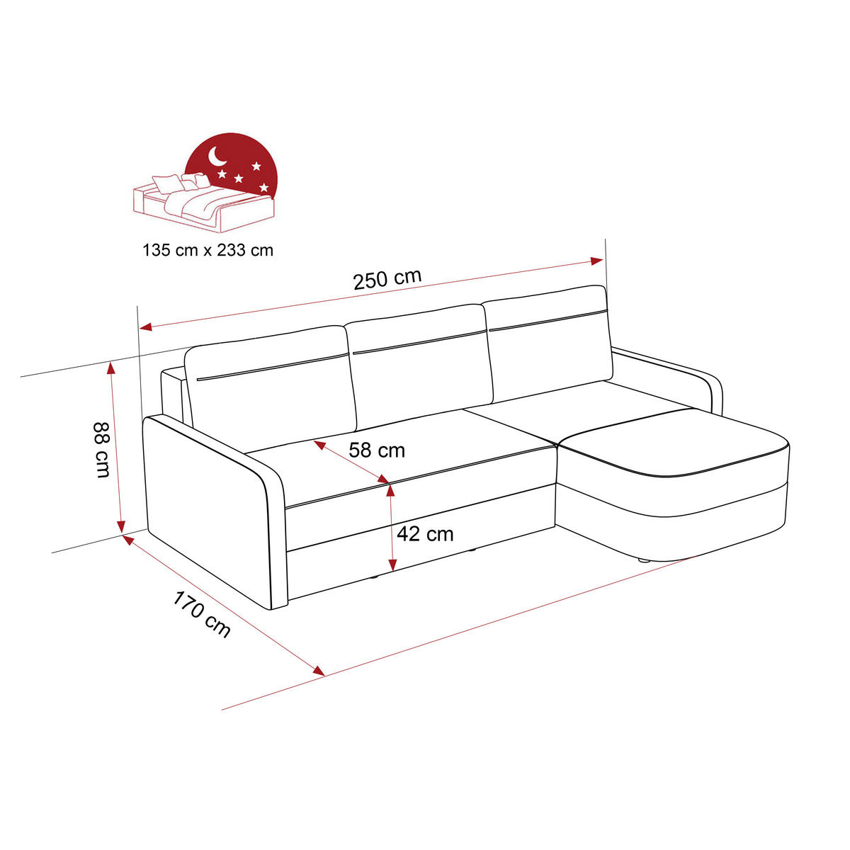 ECKSOFA CERIS mit Schlaffunktion und Bettkasten Marineblau - Dunkelblau, Holzwerkstoff/Kunststoff (250/90cm) - Idohome
