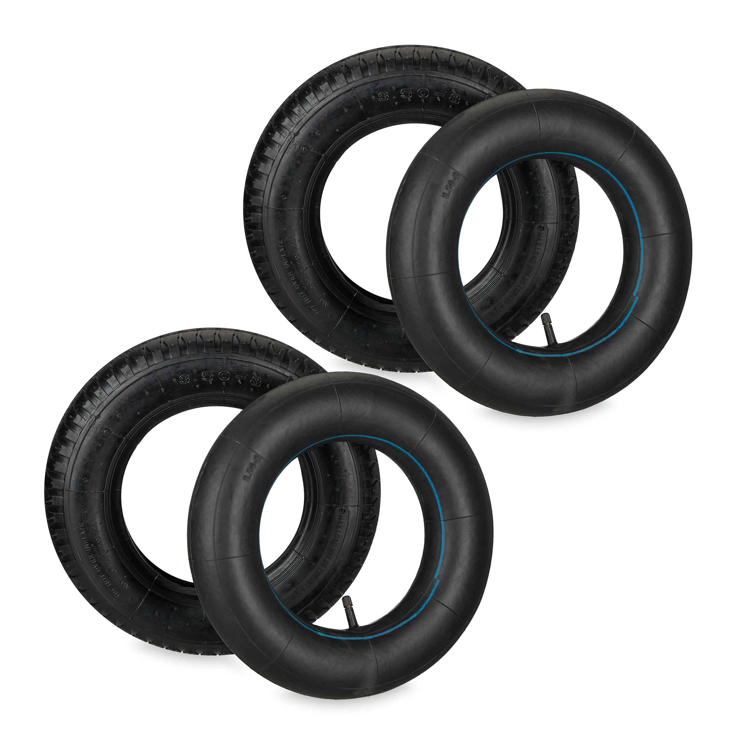 2xSCHUBKARRENRAD - Schwarz, Kunststoff (37/37/8.5cm) - Relaxdays