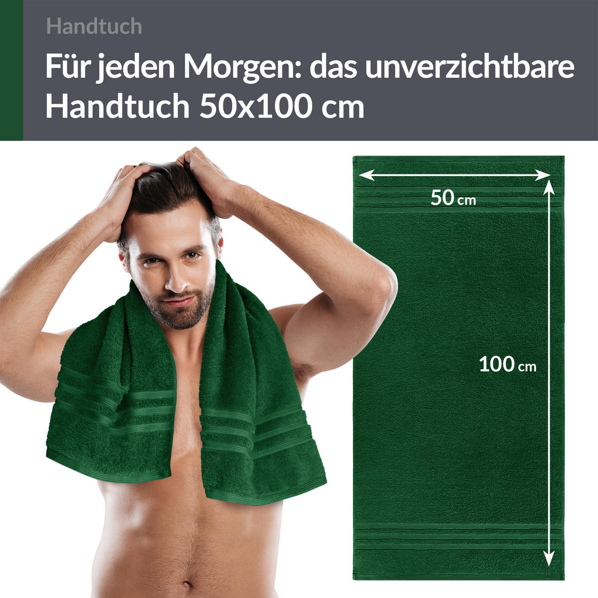 HANDTUCH 50x100 cm London Tannen Grün 4er Set - Waldgrün, Textil (50/100cm) - Lashuma