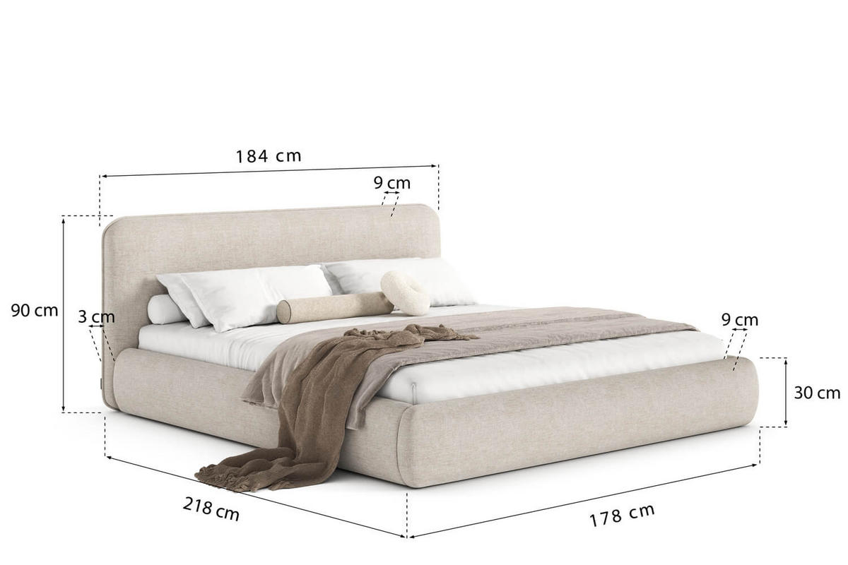 POLSTERBETT ODETTE mit Bettkasten, Beige Wind 05 - 160x200cm - Beige/Naturfarben, Holz/Textil (160/200cm) - mybed.