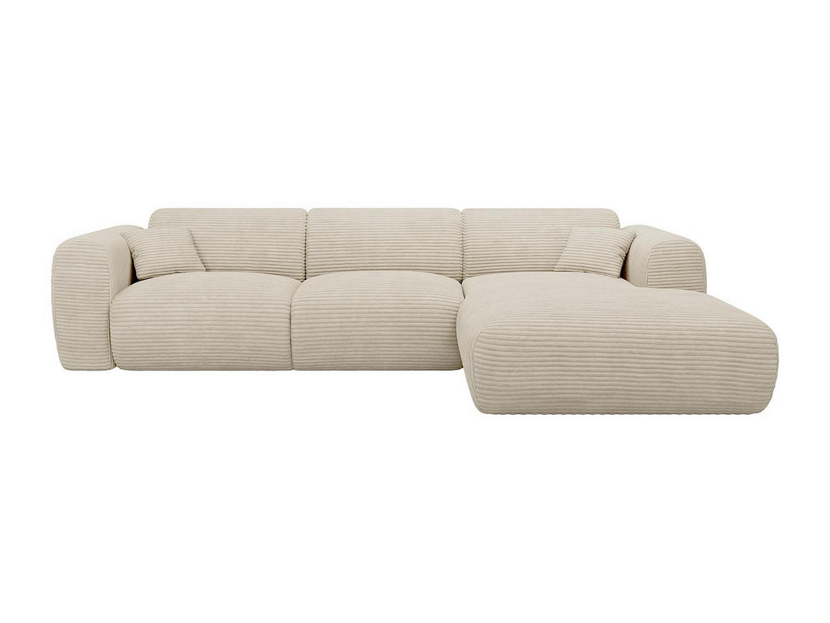 GROSSES Ecksofa - Ecke rechts - Cord - Beige - POGNI - Beige, Textil (280/165cm) - Vente-Unique