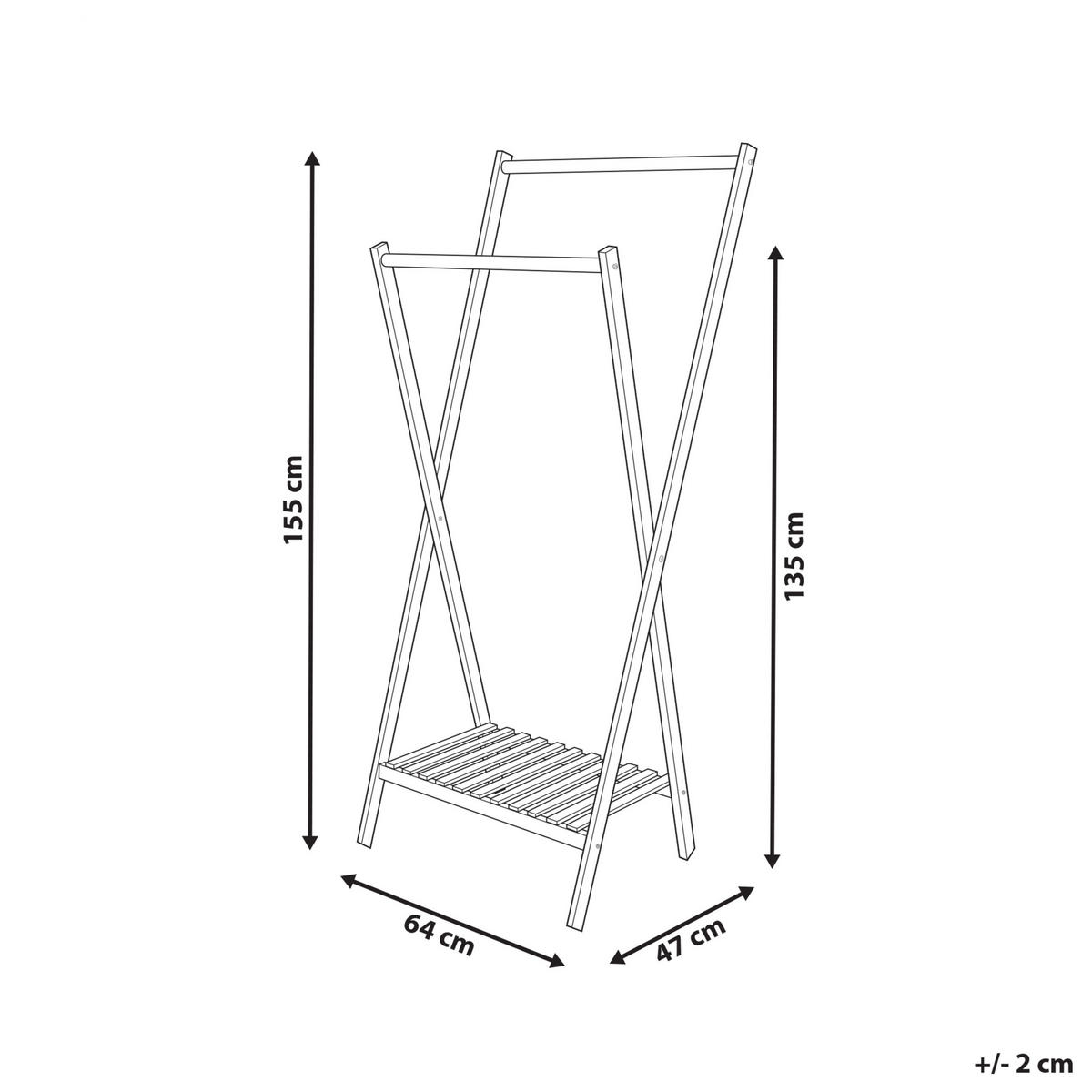 KLEIDERSTÄNDER Tannenholz hellbraun 155 cm Denver - Hellbraun, Holz (64/155/47cm) - Beliani
