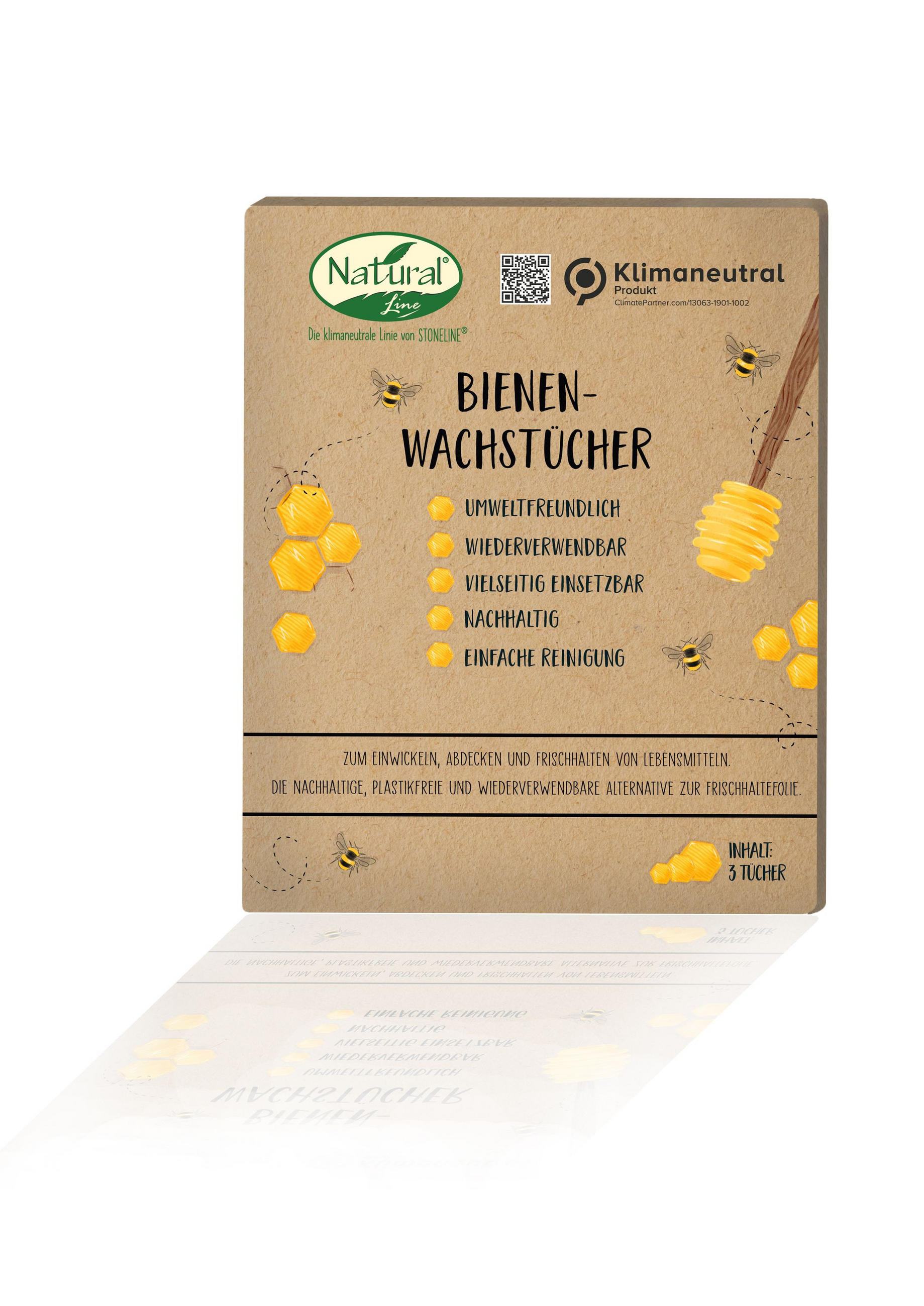 BIENENWACHSTÜCHER-SET 3-TEILIG - Grau, Naturmaterialien (18/1/18cm) - Stoneline