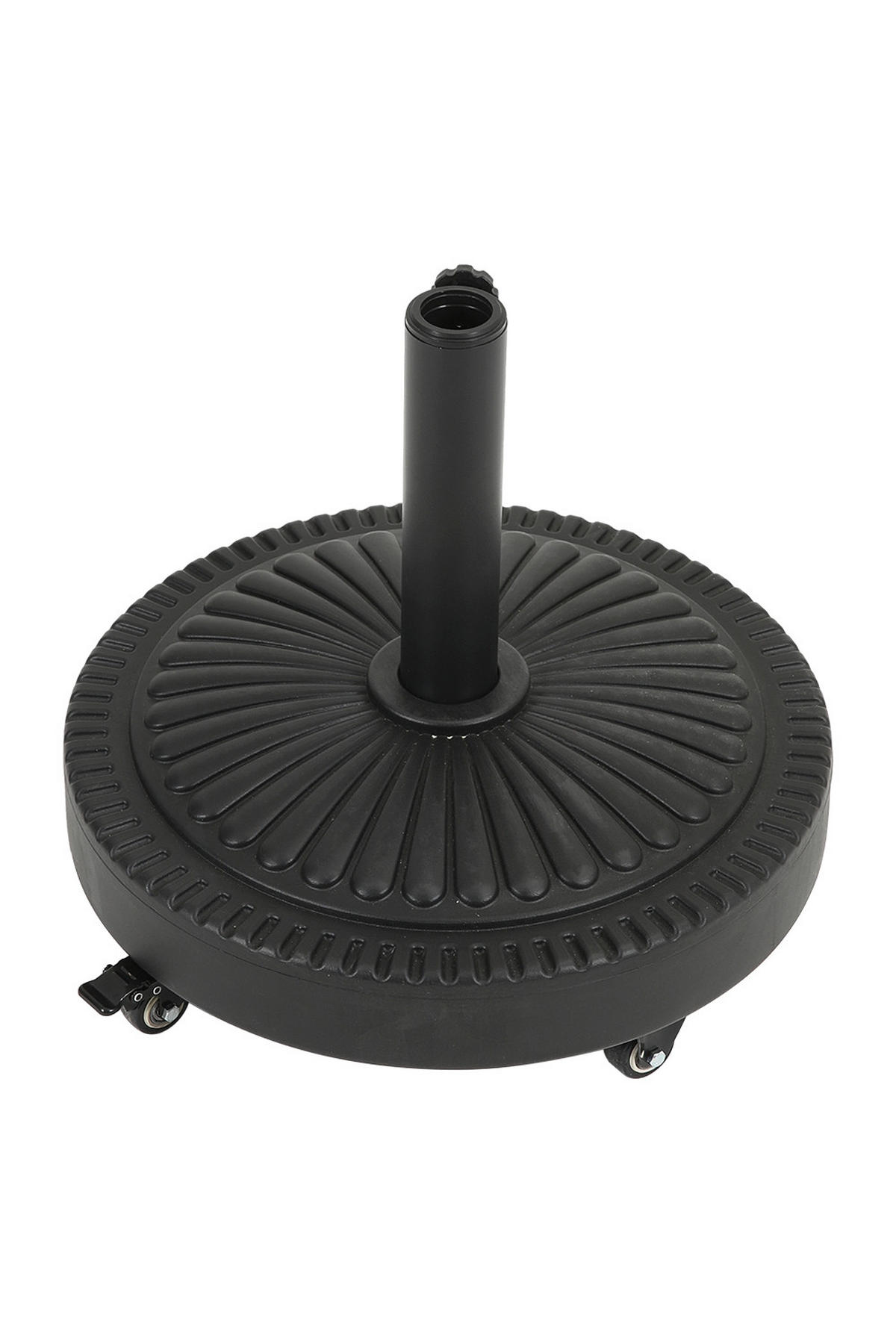 SONNENSCHIRMSTÄNDER Sonnenschirmfuß mit Rollen aus PE + Concrete mit dekorativem Muster Schwarz standfest ohne Befüllen Ø45 × 30 cm 25 kg - Schwarz, Metall (45/45cm) - Livingandhome
