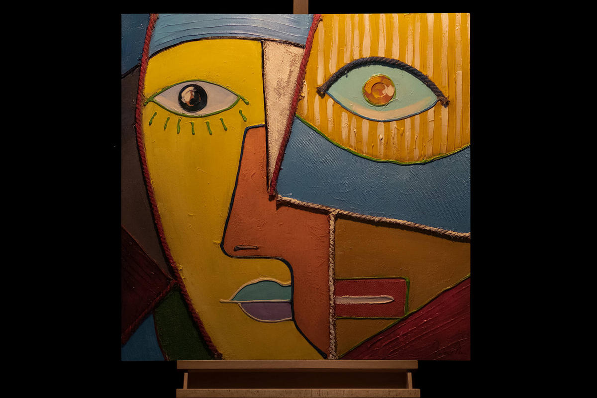 RUČNE MAĽOVANÝ AKRYLOVÝ OBRAZ 80/80 cm, viacfarebný, figurálny motív - viacfarebná, drevo/textil (80/80cm) - KUNSTLOFT