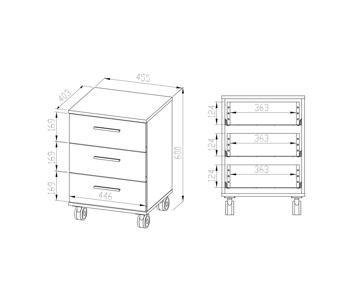 ROLLCONTAINER Optimal Sonoma Eiche hell 46 / 41 / 60cm - Braun, Holz/Holzwerkstoff (46/60/41cm) - Feldmann-Wohnen