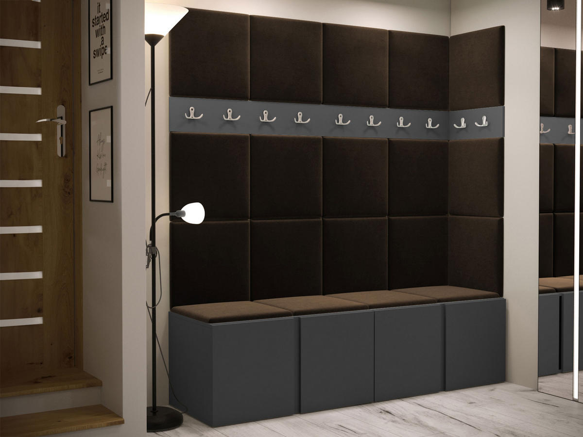 GARDEROBEN-SET Orion II - Graphitfarben/Braun, Holzwerkstoff/Kunststoff (168/186/46cm) - MIRJAN24