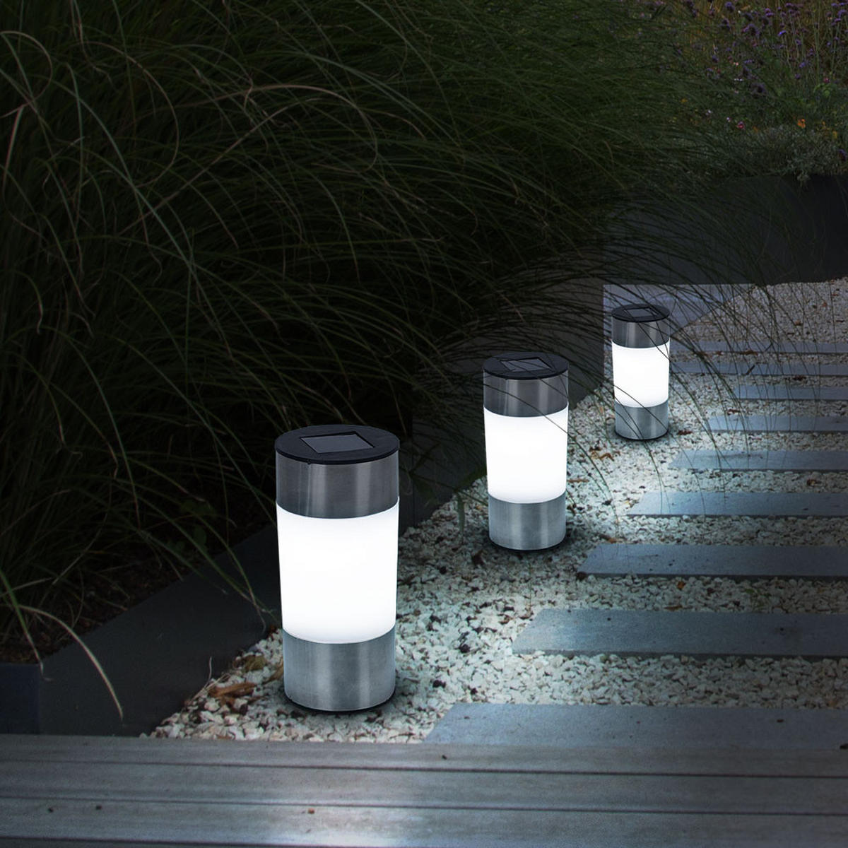 LED AUSSENLEUCHTE Edelstahl Silber 9er Set - Silberfarben, Metall (6.3/6.3/23.5cm) - Globo Lighting