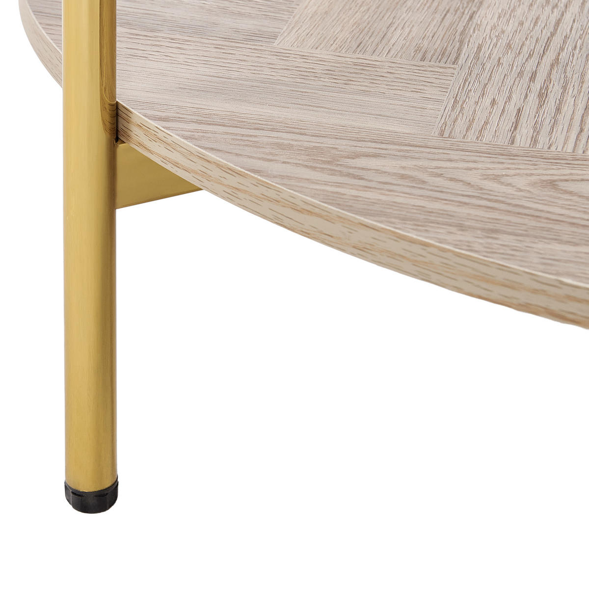 COUCHTISCH Gold/Heller Holzfarbton Lovell - Hellbraun/Goldfarben, Glas/Holzwerkstoff (80/80/45cm) - Beliani