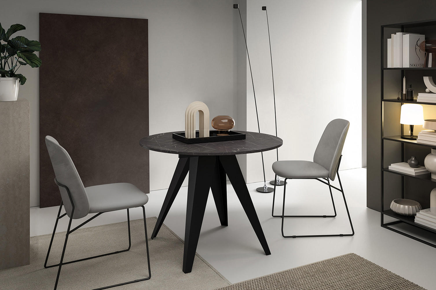 ESSTISCH Gerda Pietra Grigia Schwarz / Schwarz 100/138 / 100 / 76cm - Schwarz/Grau, Holz/Holzwerkstoff (100/100/76cm) - Feldmann-Wohnen