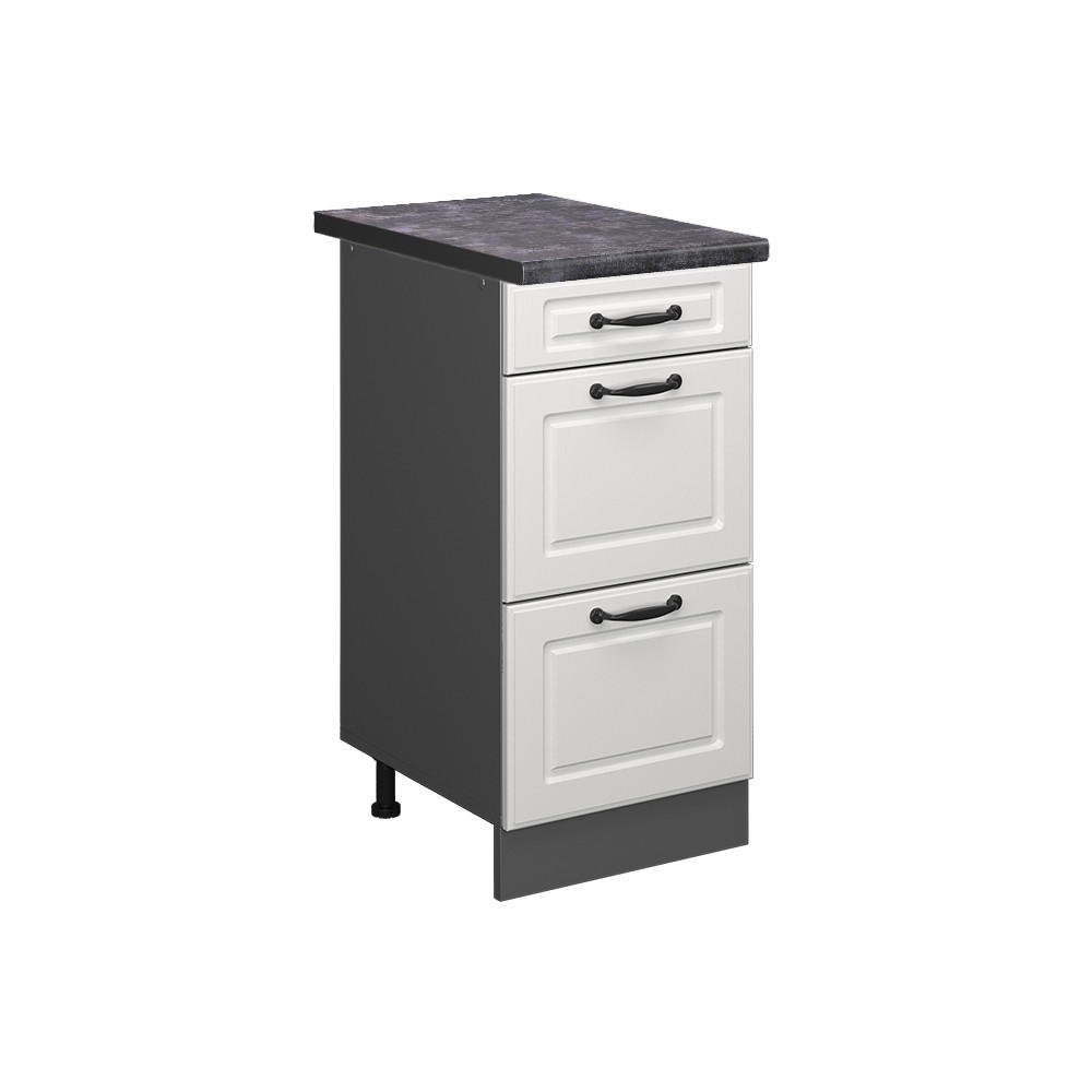 KÜCHENUNTERSCHRANK R-Line Weiß Landhaus 40 cm mit Schubladen AP Anthrazit - Anthrazit/Creme, Holzwerkstoff (40/81.6/60cm) - Vicco