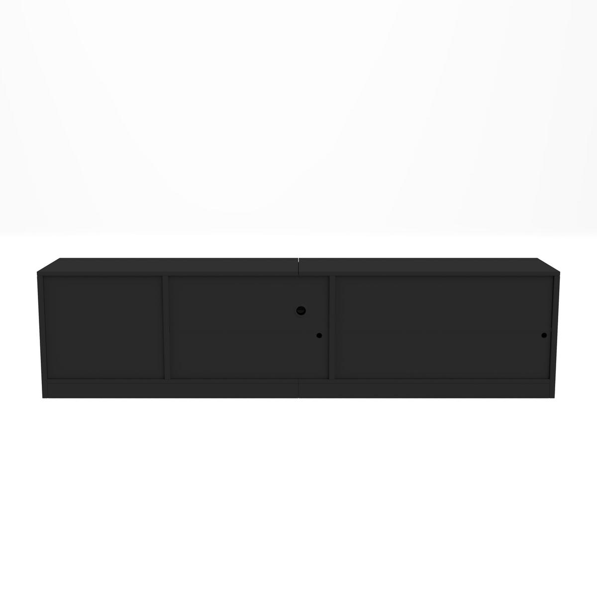 LOWBOARD DE-40333 mit Hochglanz und LED Schwarz - Schwarz, Holzwerkstoff (160/52/40cm) - ComfortXL