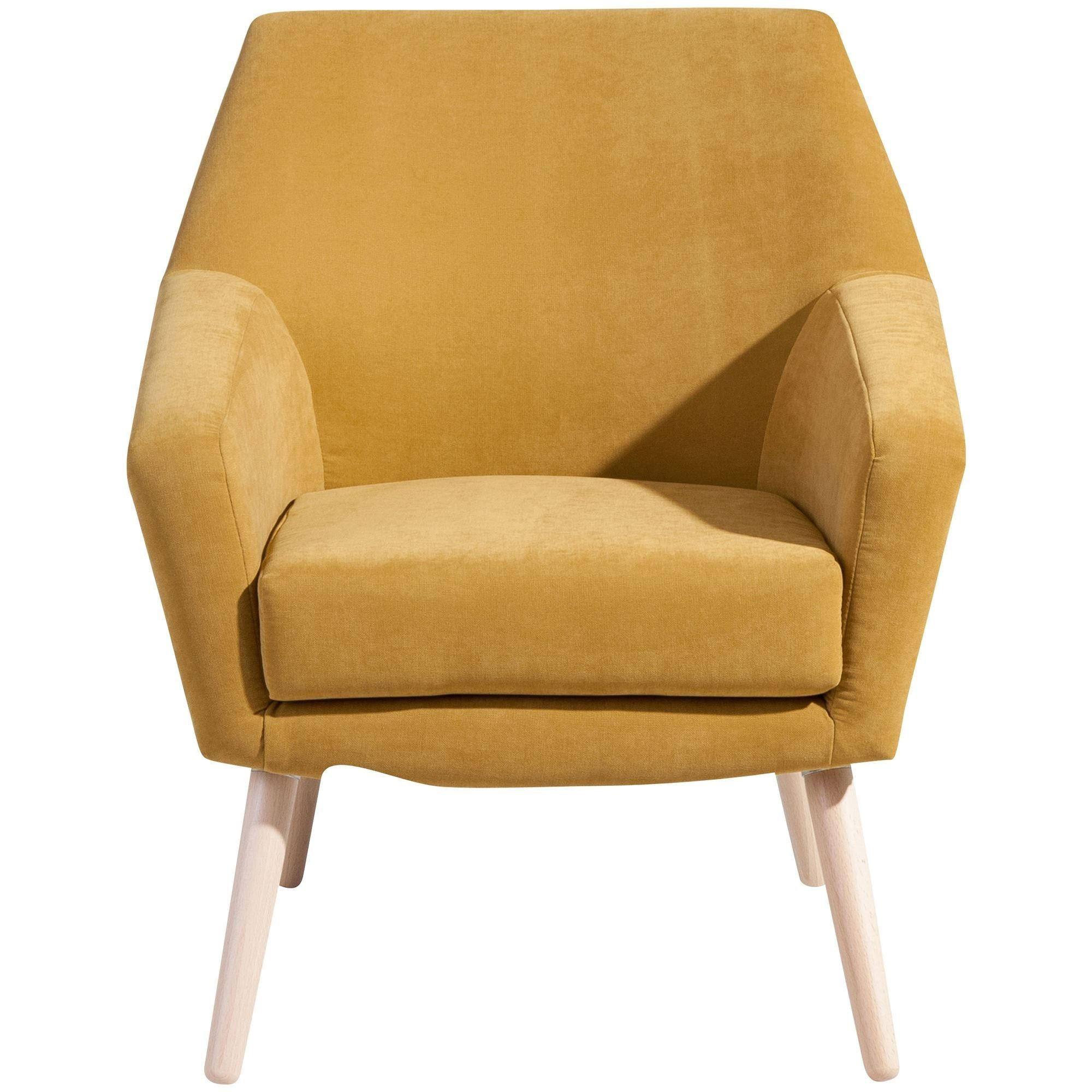 SESSEL Kachka Bezug Veloursstoff Buche natur / mais - Gelb/Buchefarben, Kunststoff (71/81/67cm) - 58aufmkessel