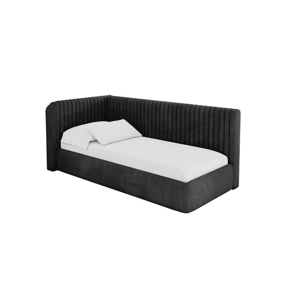 ALTDECOR JEDNOLŮŽKOVÁ POSTEL pro mládež s úložným prostorem a matrací H3/H4, vpravo - AURY 100x200 černá