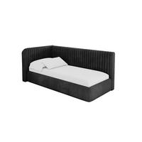 EINZELLBETT Jugendbett mit Bettkasten und Matratze H3/H4, Rechts - AURY 80x200 Schwarz - Anthrazit, Holzwerkstoff/Textil (80/200cm) - ALTDECOR